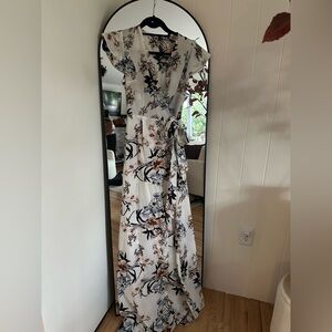 Women’s Floral Wrap Maxi dress with cap sleeves